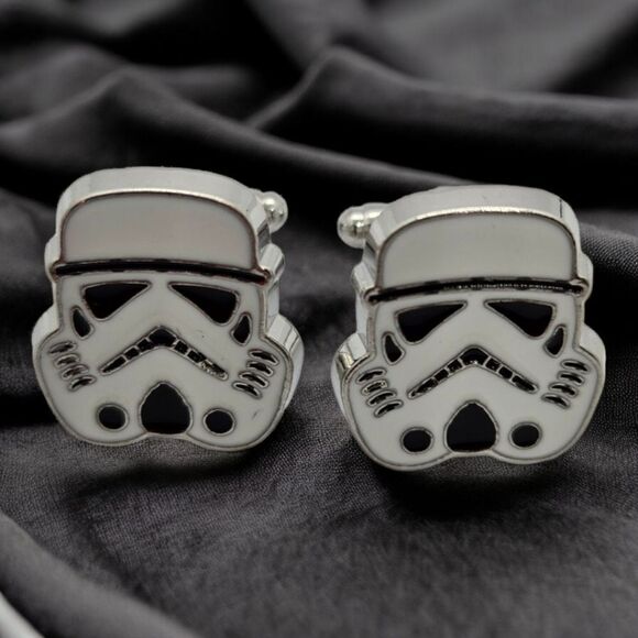 Stormtrooper Cuff Links Star Wars Silver French Cufflinks Formal Tuxedo Prom NEW - Picture 1 of 6